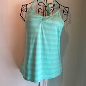 Nike green striped athletic work out tank top